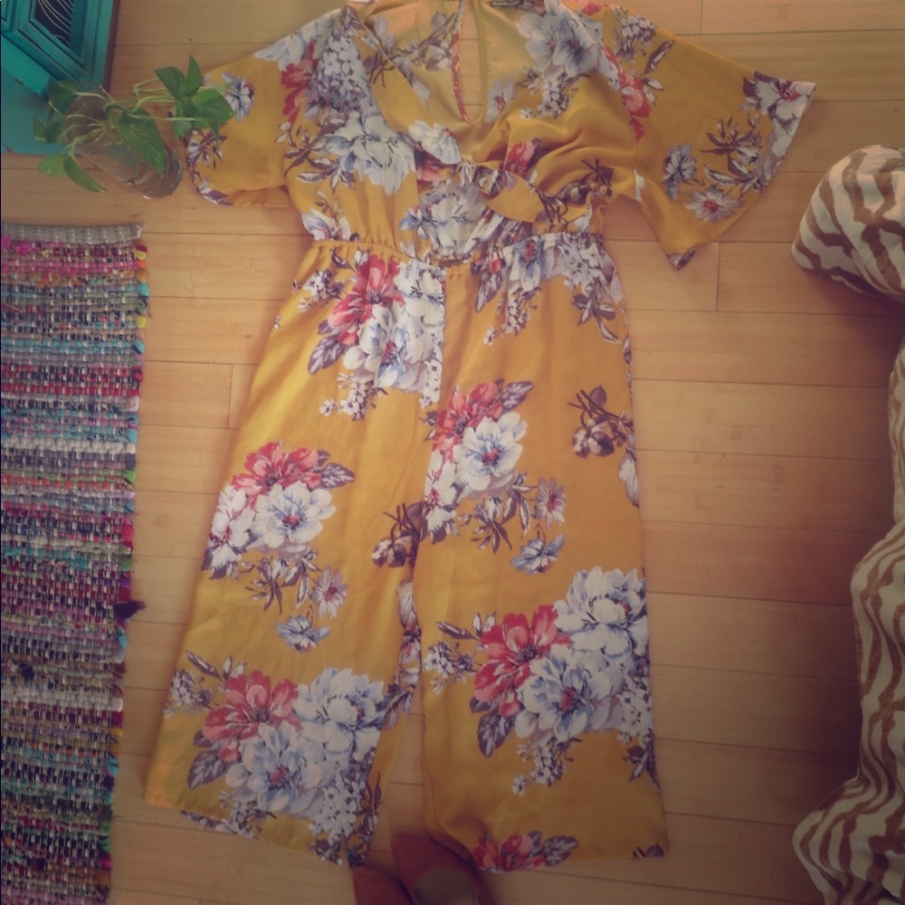 CURVE Yellow Floral Romper